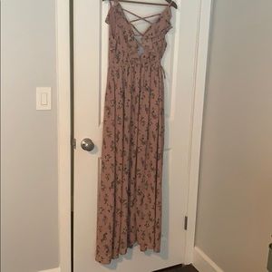 Mauve Floral Wrap Dress